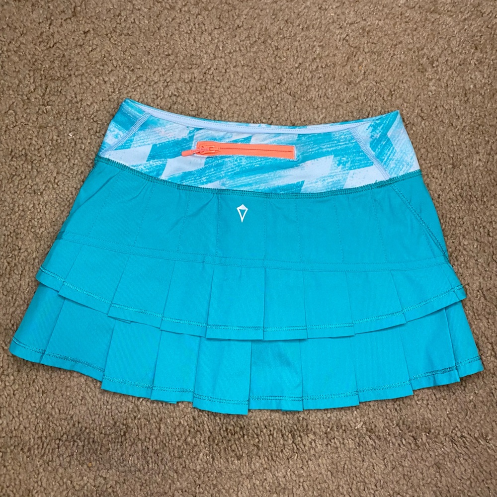IVIVVA By Lululemon Set the Pace Pleated Skirt Skort teal girls size 10